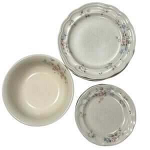 Vintage 90s Pfaltzgraff Stoneware Set Plates & Bowls Floral USA Made
